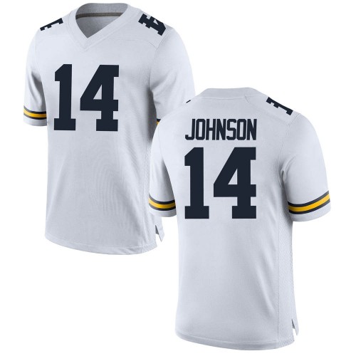 Quinten Johnson Michigan Wolverines Men's NCAA #14 White Game Brand Jordan College Stitched Football Jersey ZVC3754TB